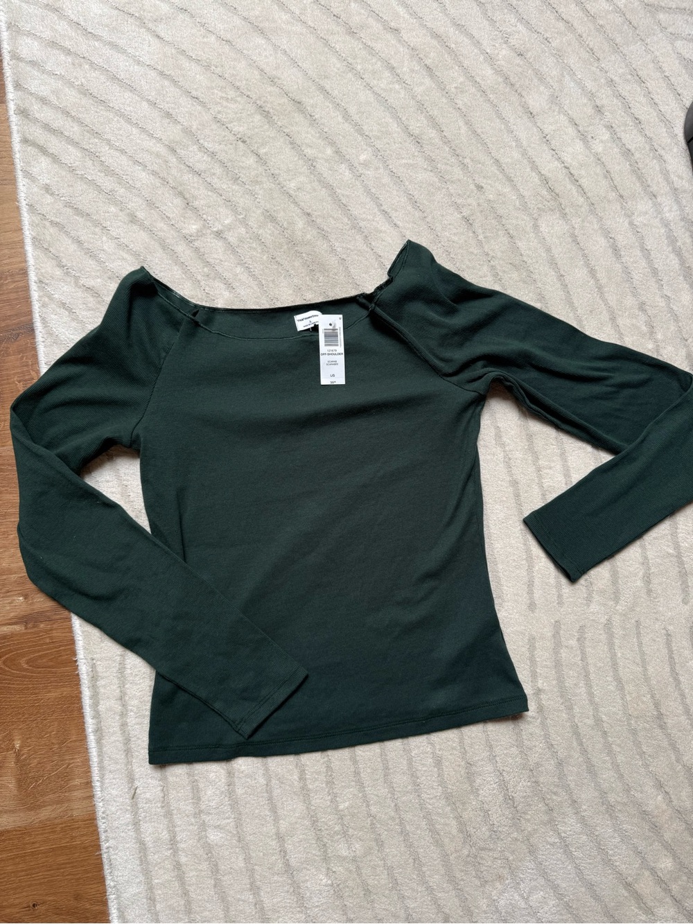 Aritzia Women's Forest Green Long-Sleeve Boatneck Top